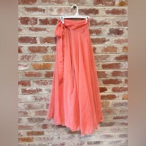Elegant Coral wrap around ballet training Maxi Skirt